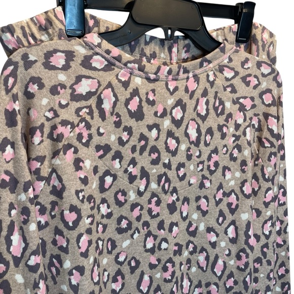 Cuddl Duds Brushed Knit Jogger Pajama Set Leopard XL New - Picture 8 of 11